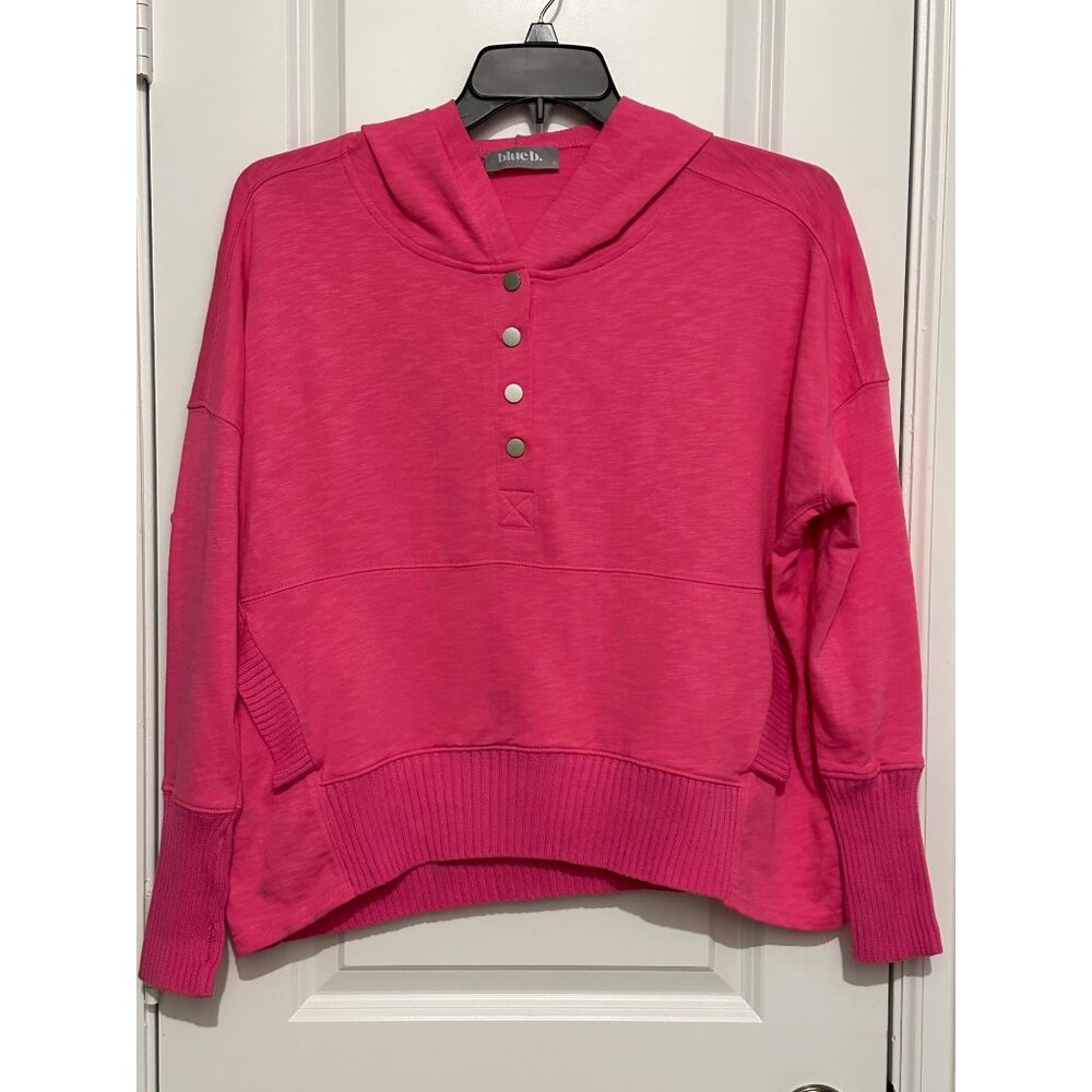 Blueb Collection Pink Hooded Pullover With Snap Buttons